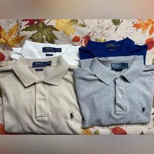 Polo Ralph Lauren Size L 4 shirts (white, Tan, Gray, Royal Blue)